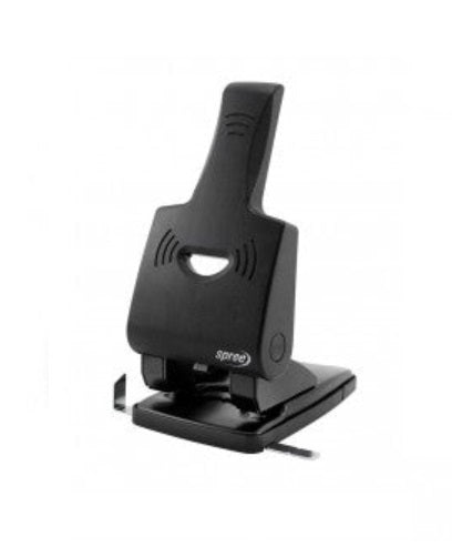 ПЕРФОРАТОР 65 листа, метален, с ограничител, черен